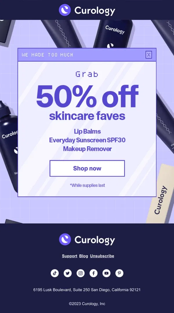 Email from Curology. ✨ 50% off Curology skincare