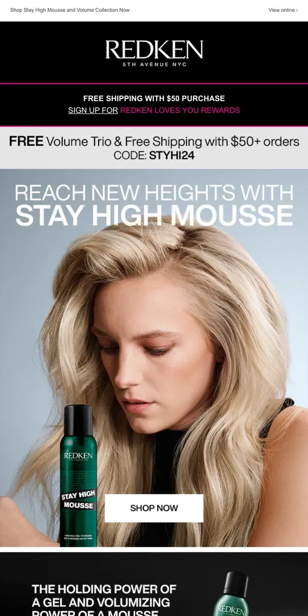 Email from Redken. Take Your Hair to New Heights