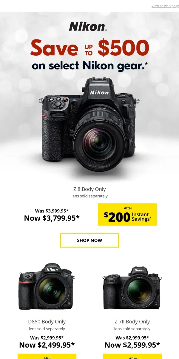 Email from Nikon. Save $200/$400/$500 Instantly!