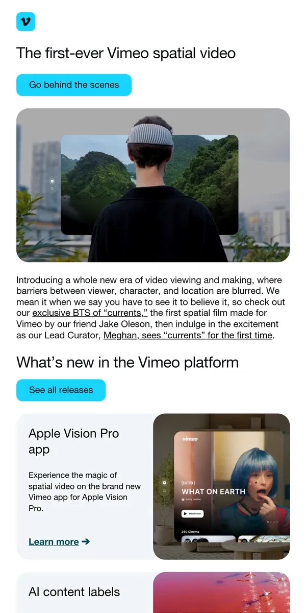 Email from Vimeo. Vimeo latest: The first-ever spatial video on Vimeo 🛸