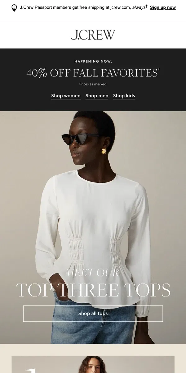 Email from J.Crew. The tops of the season