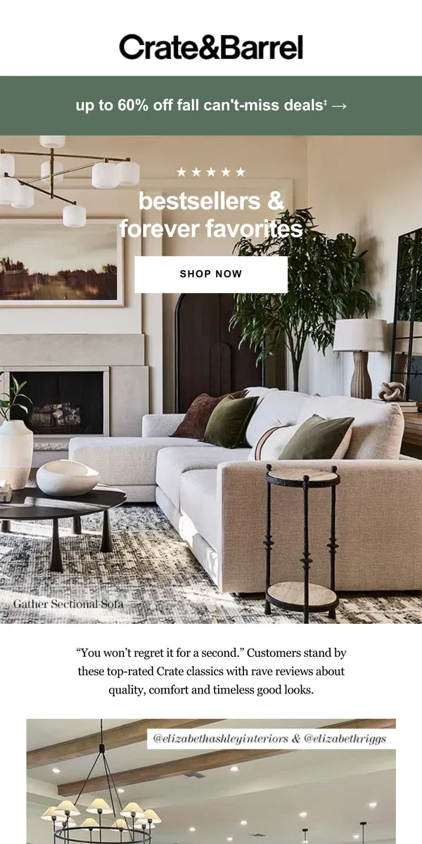 Email from Crate & Barrel. This bestseller has over 2800 (!) rave reviews →