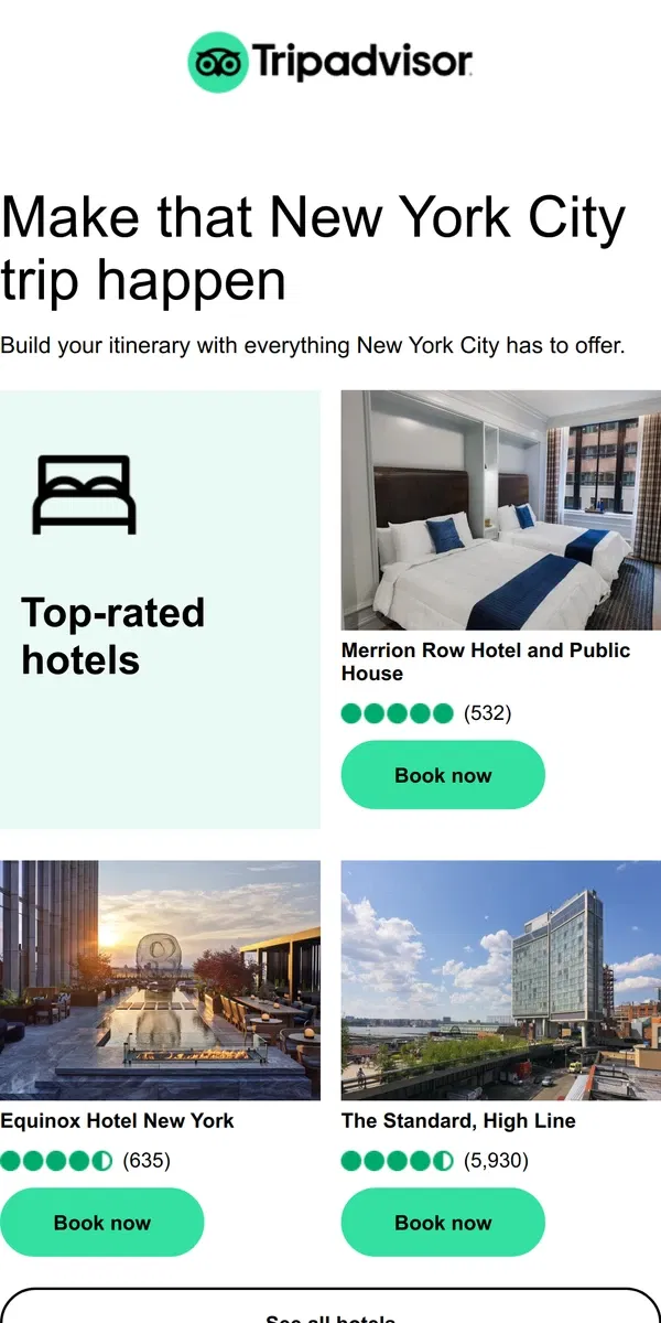 Email from Tripadvisor. Build your New York City itinerary