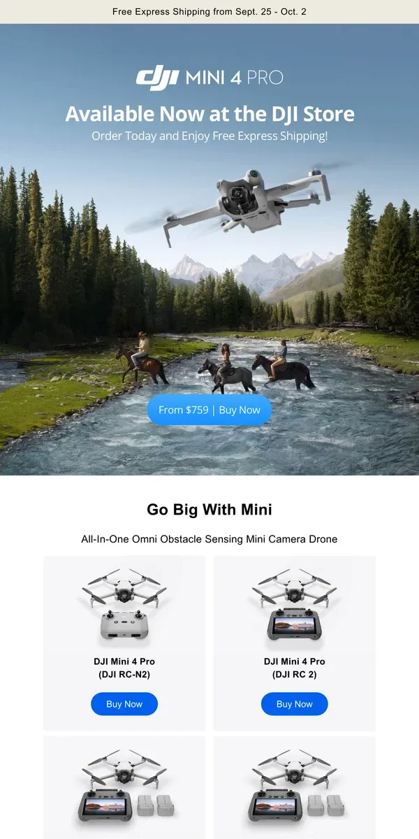 Email from DJI. Get Your Mini 4 Pro