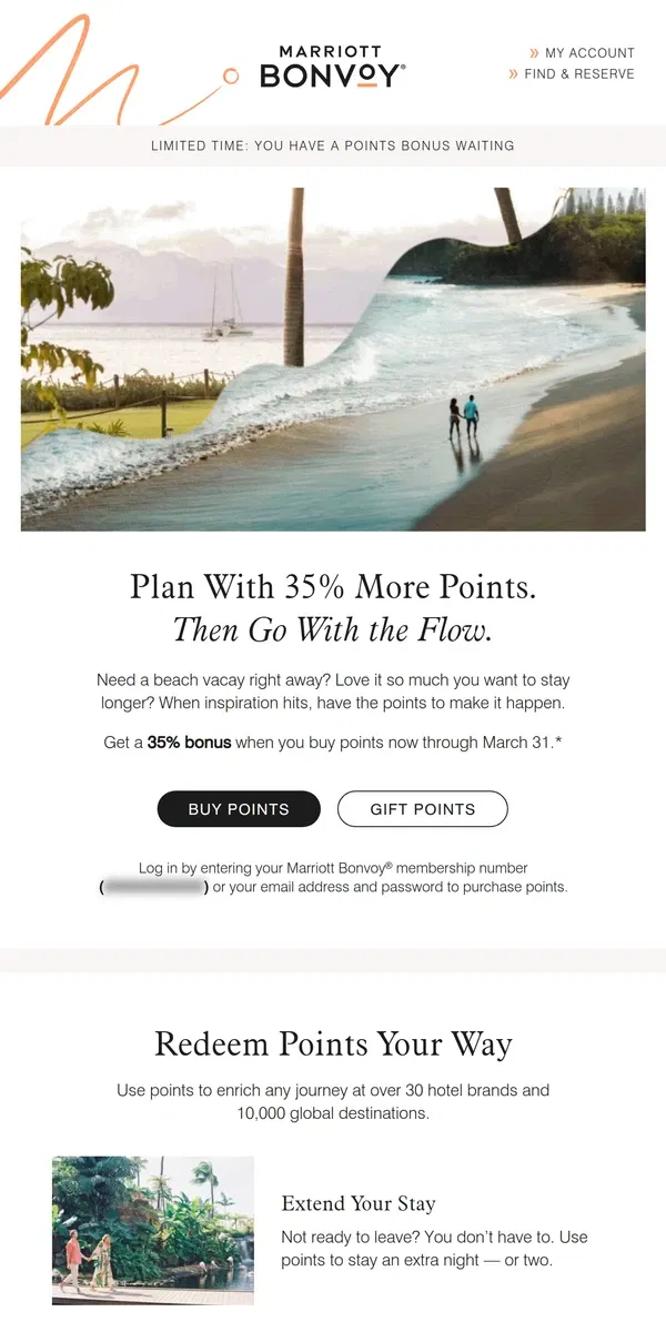 Email from Marriott Bonvoy. Get a Points Bonus for a Limited Time