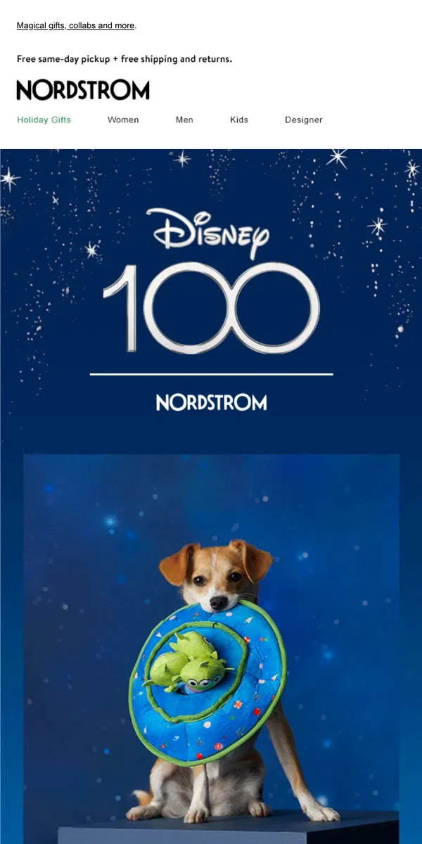 Email from Nordstrom. Now open: Disney100 @Nordstrom!