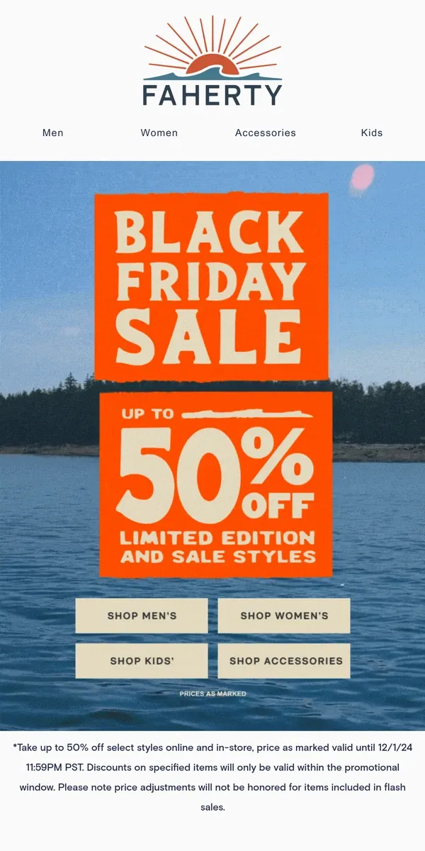 Email from Faherty. Up To 50% Off Limited Edition & Sale Styles