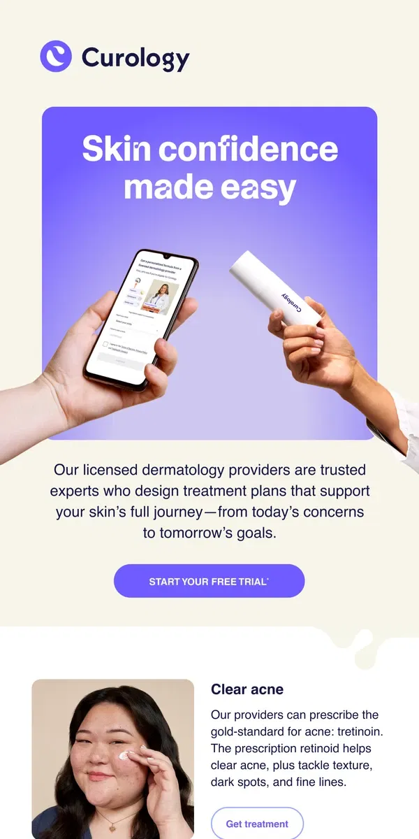 Email from Curology. Your skin goals 🤝 our ingredients