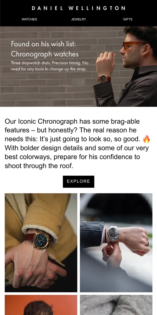 Email from Daniel Wellington. Look Sharp with Our Iconic Chronograph