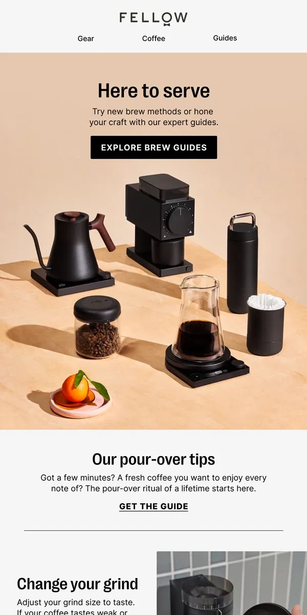 Email from Fellow. How to brew more delicious coffee