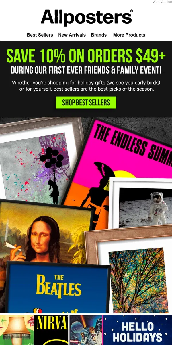 Email from AllPosters. Best Sellers = Best Picks at 10% off