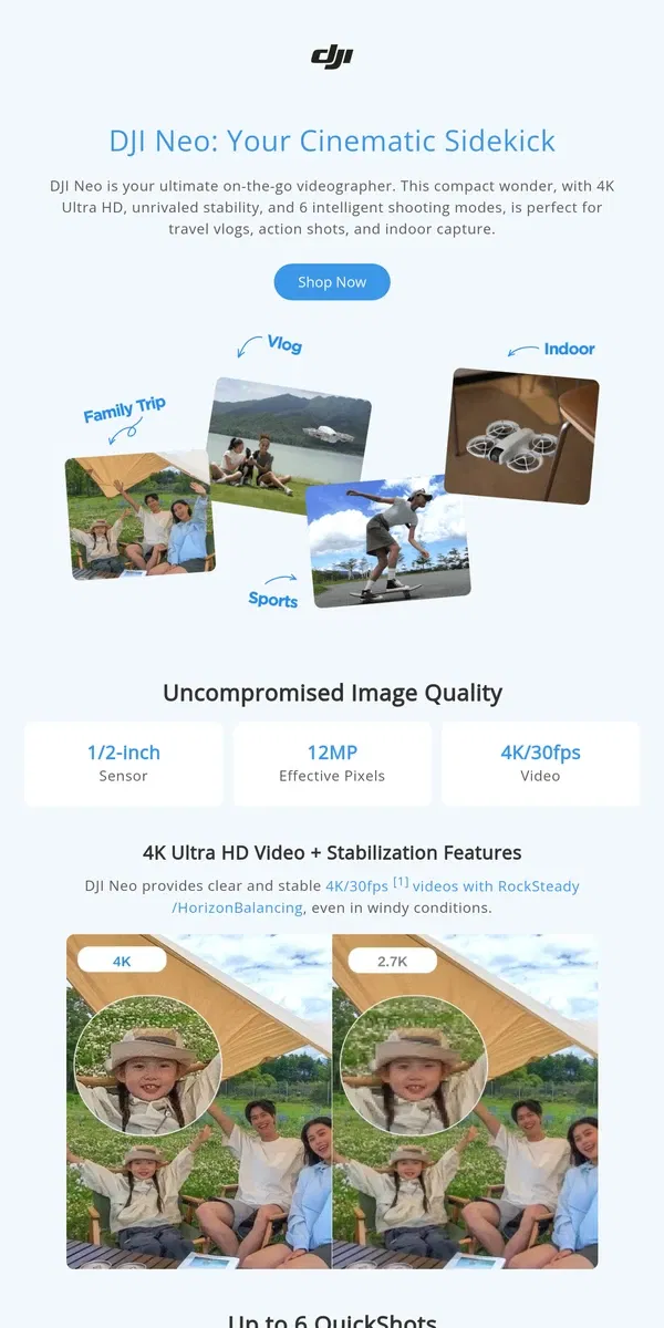 Email from DJI. DJI Neo: Your Personal Videographer