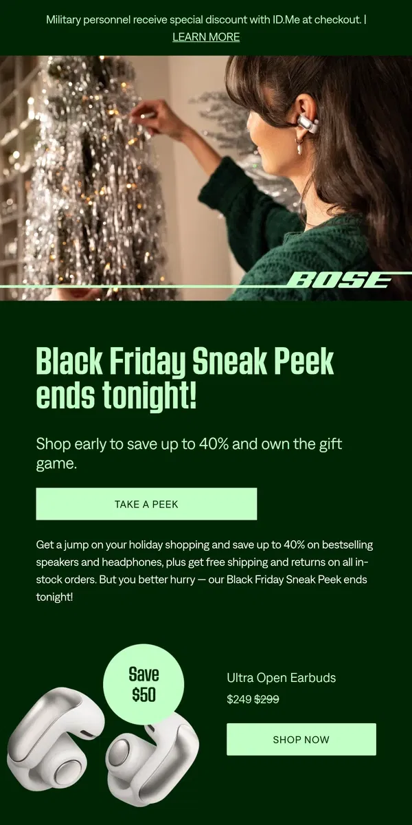 Email from Bose. ⏳ Our Black Friday Sneak Peek is almost over!