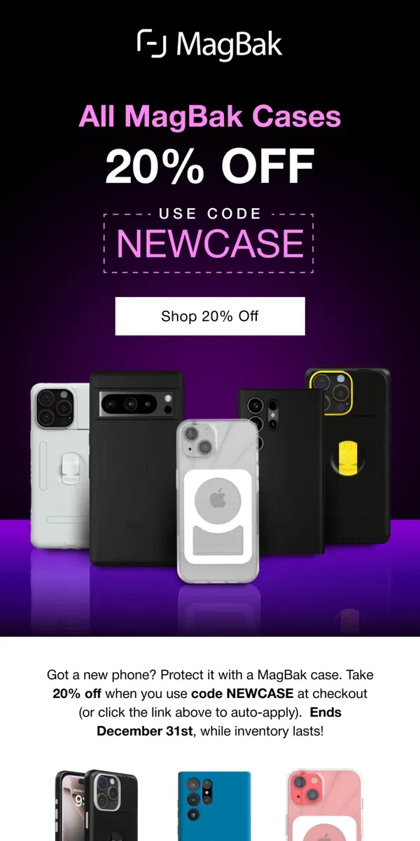 Email from MagBak. 20% Off All MagBak Cases 🎅