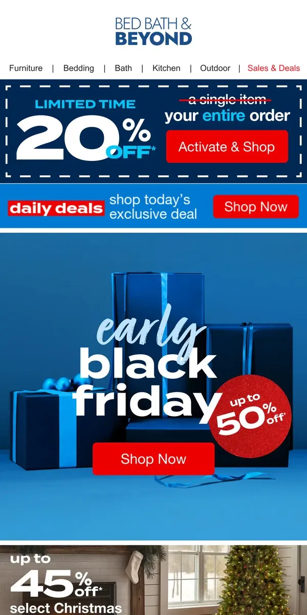 Email from Bed Bath & Beyond. Early Black Friday Deals 🤩