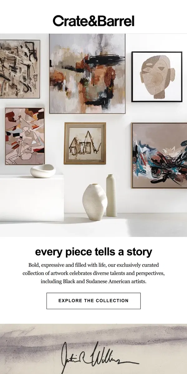 Email from Crate & Barrel. Explore curated art by our featured artists →