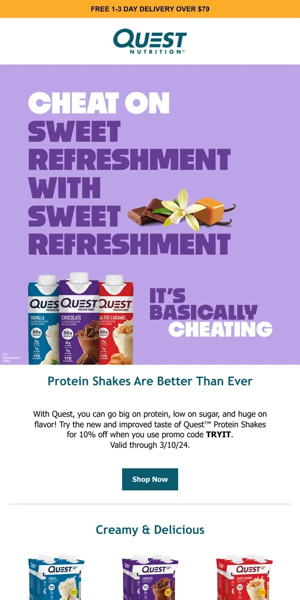 Email from Quest Nutrition. Have You Tried Our New & Improved Shakes?