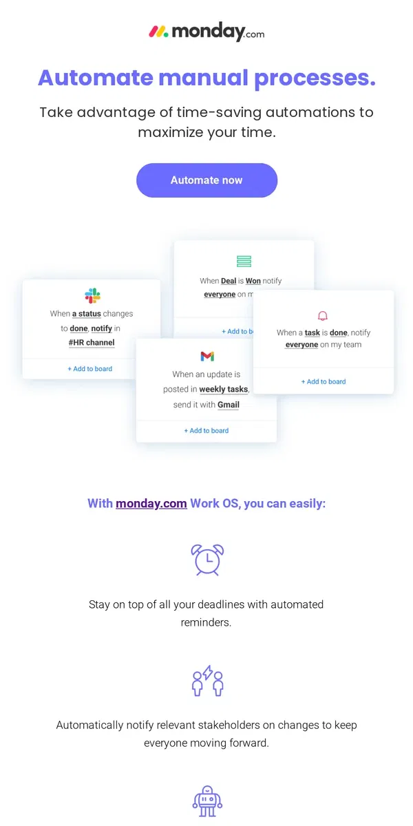Email from monday.com. Have you automated yet? ⏩