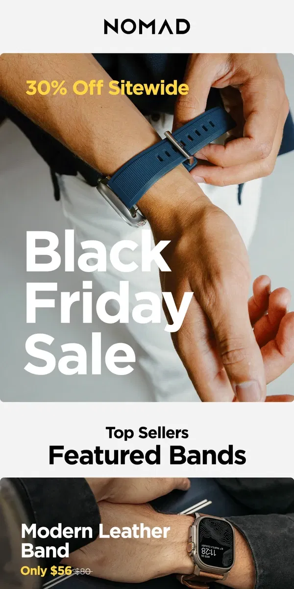 Email from Nomad. 30% Off | Apple Watch Bands