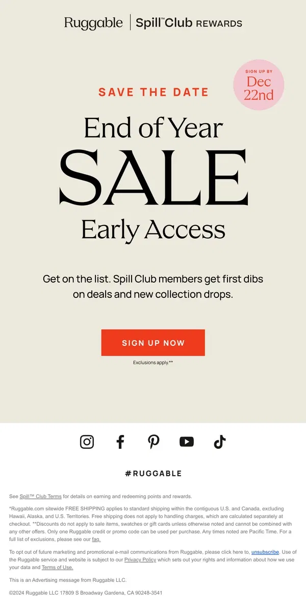 Email from Ruggable. Sign up to shop our sale early!