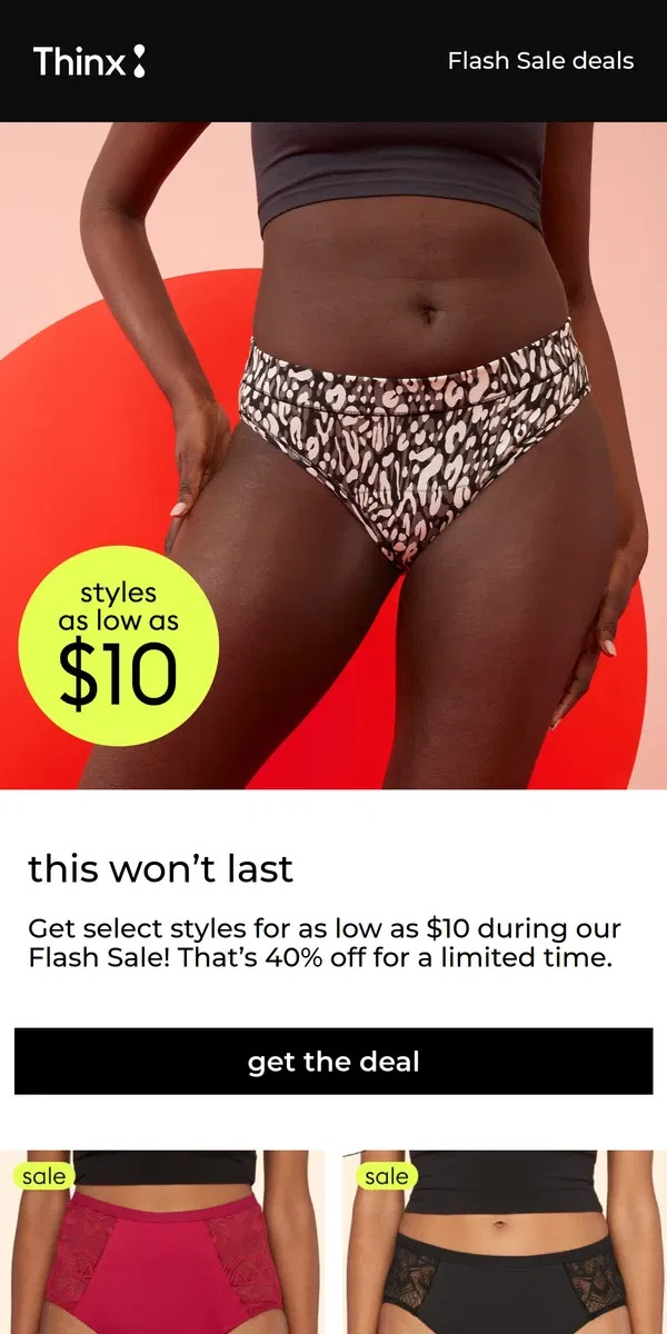 Email from Thinx. You don’t wanna miss this.