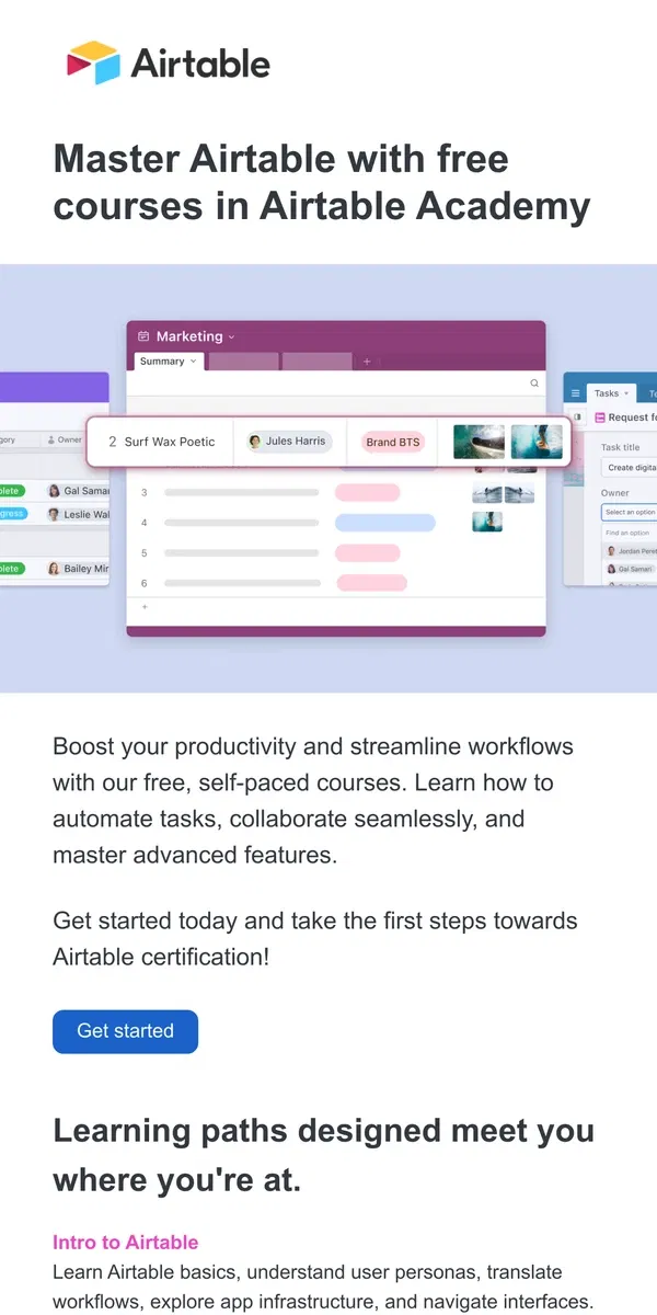 Email from Airtable. Become a pro with Airtable Academy