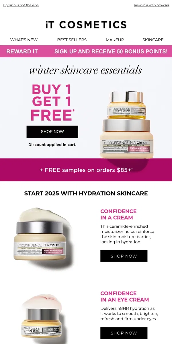 Email from IT Cosmetics. Buy 1 Get 1 Free – Winter edition❄️