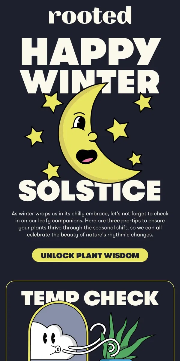 Email from Rooted. Happy Winter Solstice! ☃️