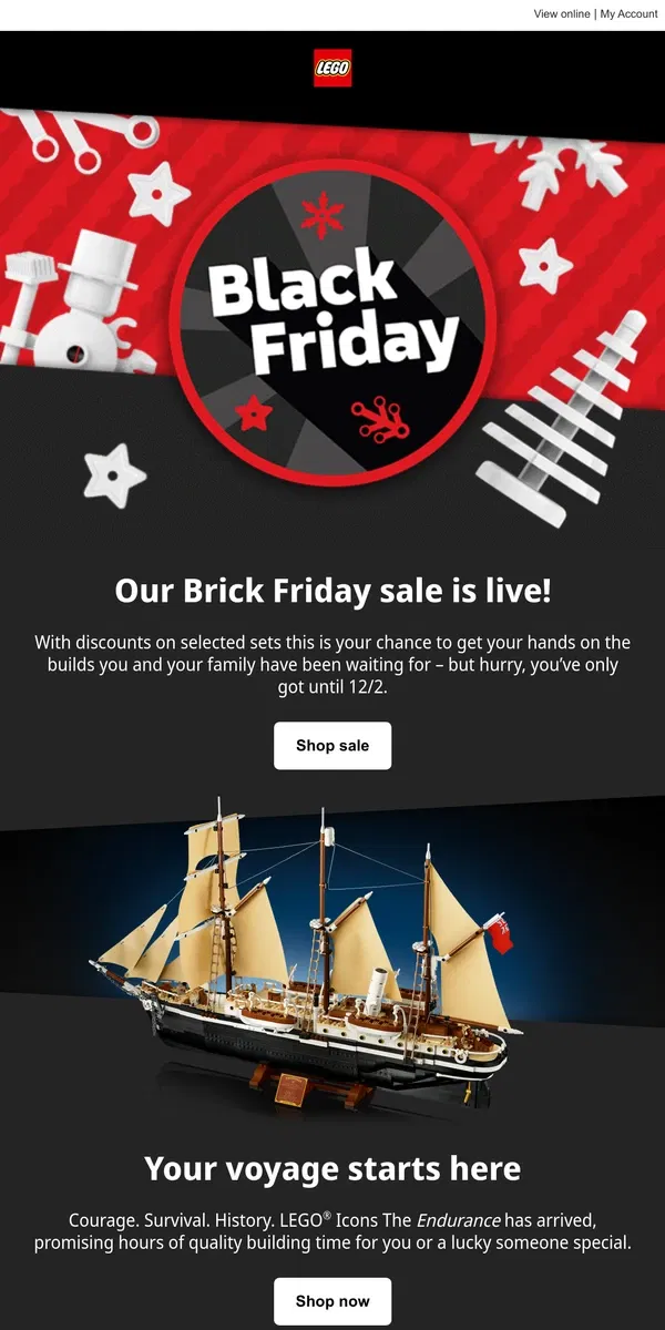 Email from Lego. Don’t miss a brick this Black Friday