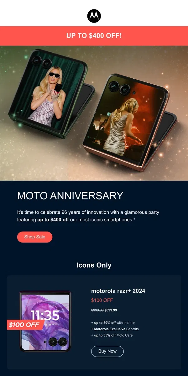 Email from Motorola. You're invited to our party deals 🎊