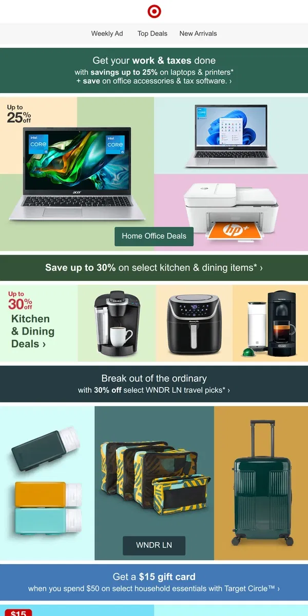 Email from Target. Save up to 25% on home office essentials + save on tax software.