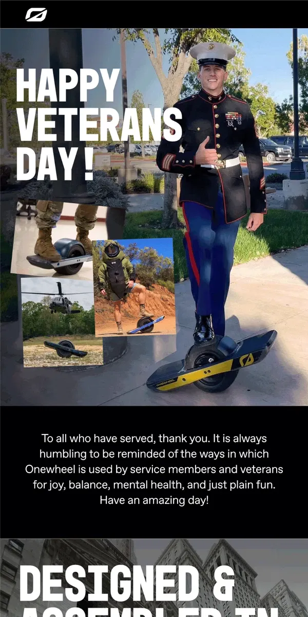 Email from Onewheel. Happy Veterans Day!🇺🇸