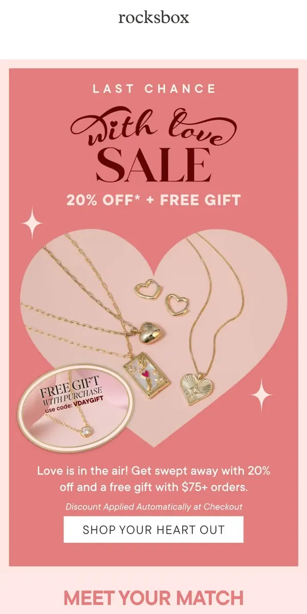 Email from Rocksbox. 🥀️ 1 Day Left: 20% off + FREE Gift