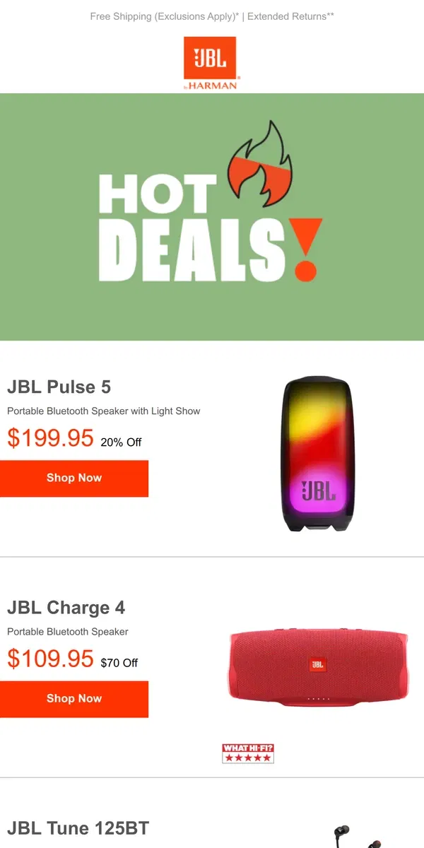 Email from JBL. ❄️ Winter Savings: Up to $70 off on Speakers and More!