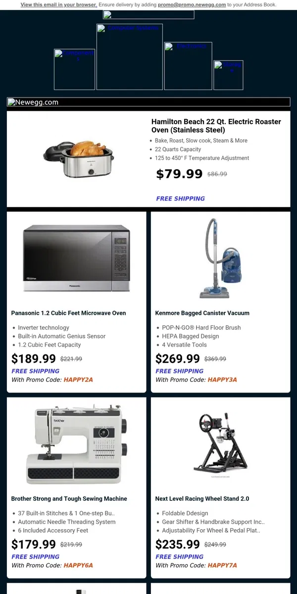 Email from Newegg. Save Up To 40% Off On Appliances & 10% Off On Uber Gift Card