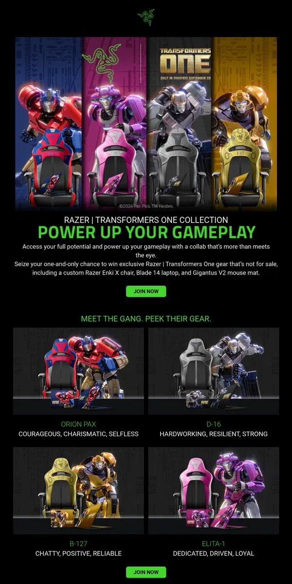 Email from Razer. 🤖🚗 New Razer | Transformers One Collection