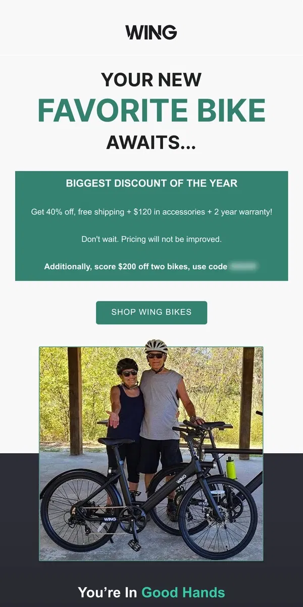 Email from Wing Bikes. Your new favorite bike is here...