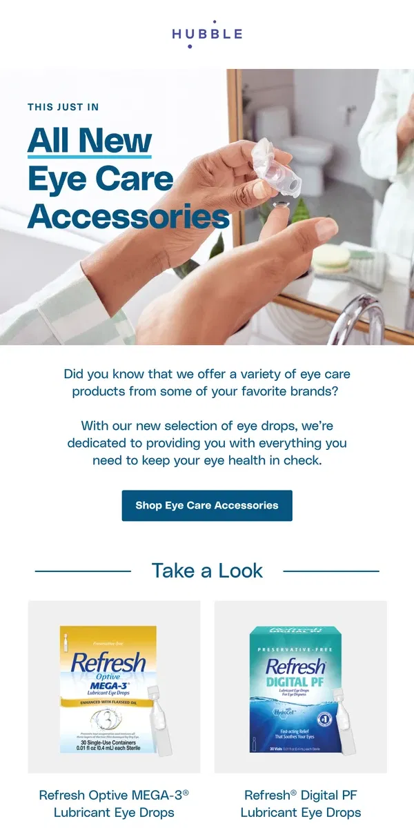 Email from Hubble Contacts. Do You Need Eye Drops?