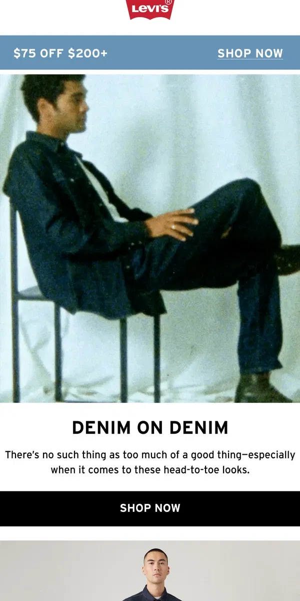 Email from Levi's. Denim on denim on denim