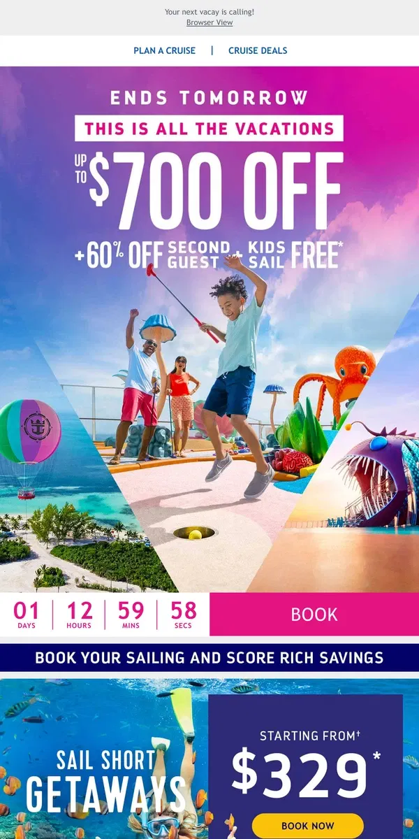 Email from Royal Caribbean. *WEEKEND SAVINGS INSIDE* Act fast, these deals won't last long