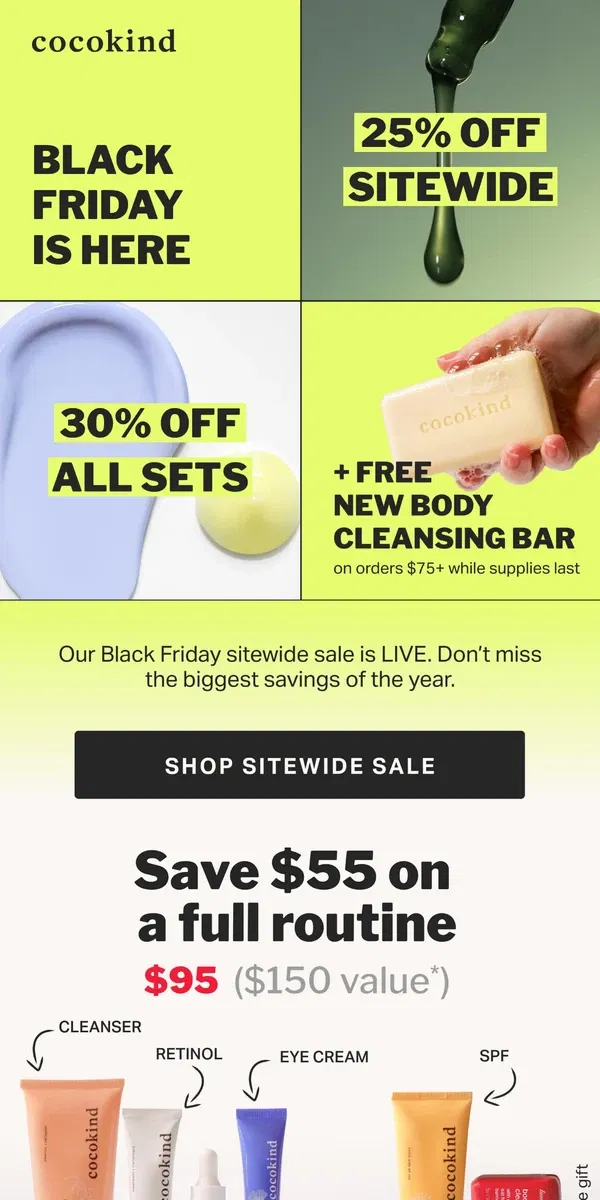 Email from cocokind. Black friday starts NOW!!!!