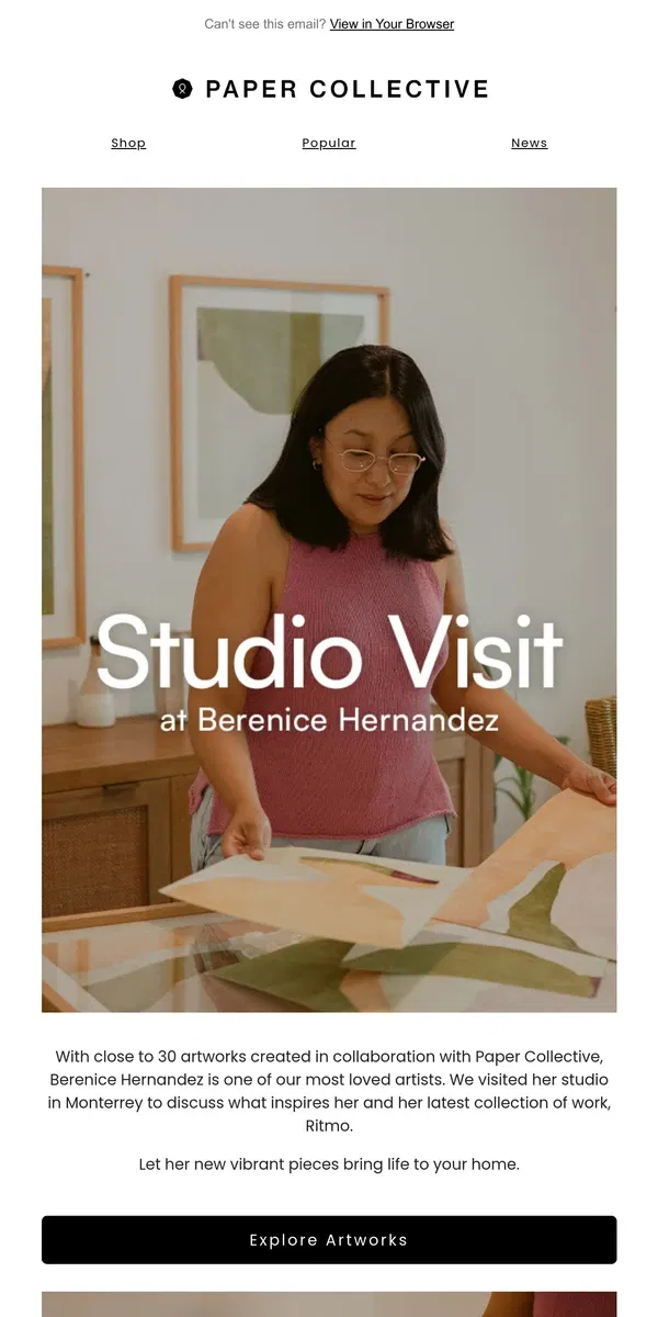 Email from Paper Collective. Studio Visit at Berenice Hernandez