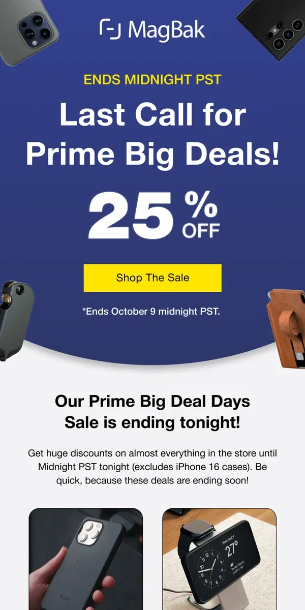 Email from MagBak. Prime Big Deal Days ending today! ⏰