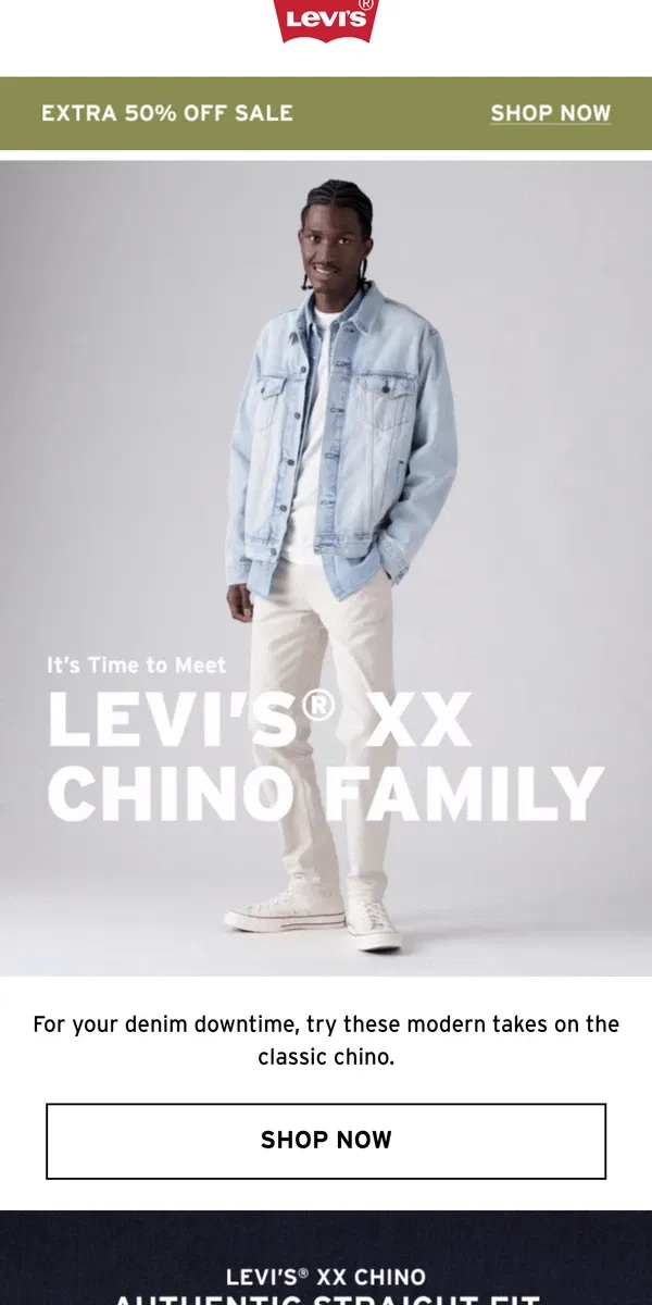 Email from Levi's. Meet the Levi’s® XX Chino fam