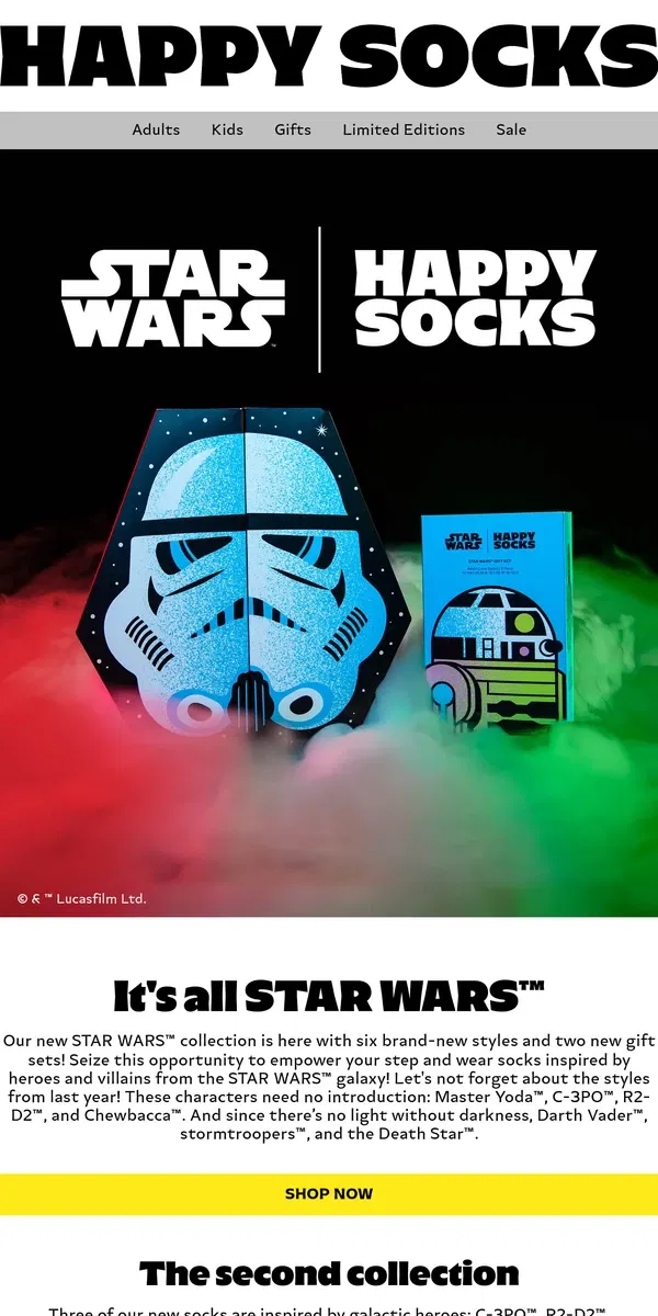 Email from Happy Socks. The Full STAR WARS™ Experience!