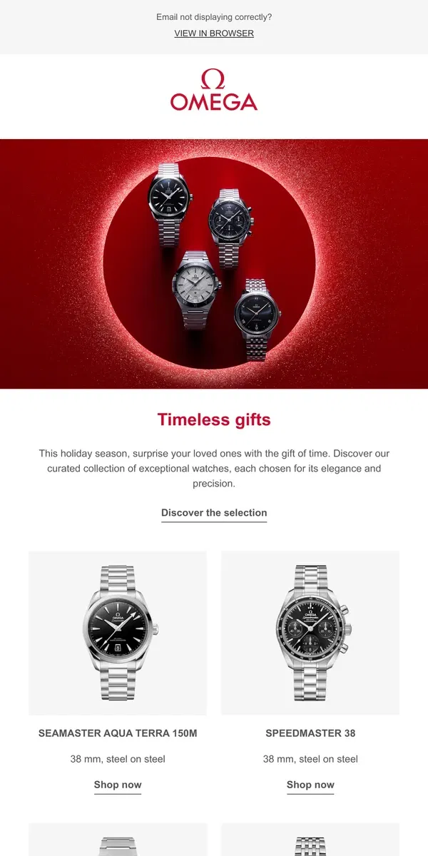 Email from OMEGA. Start the holiday shopping