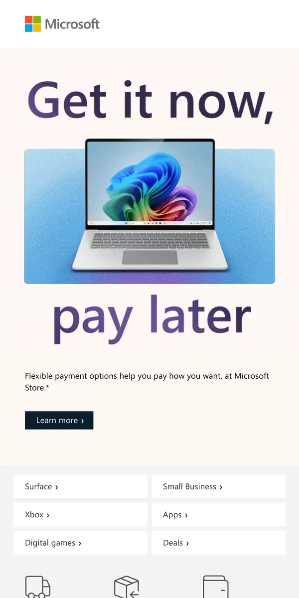 Email from Microsoft Store. Pay your way