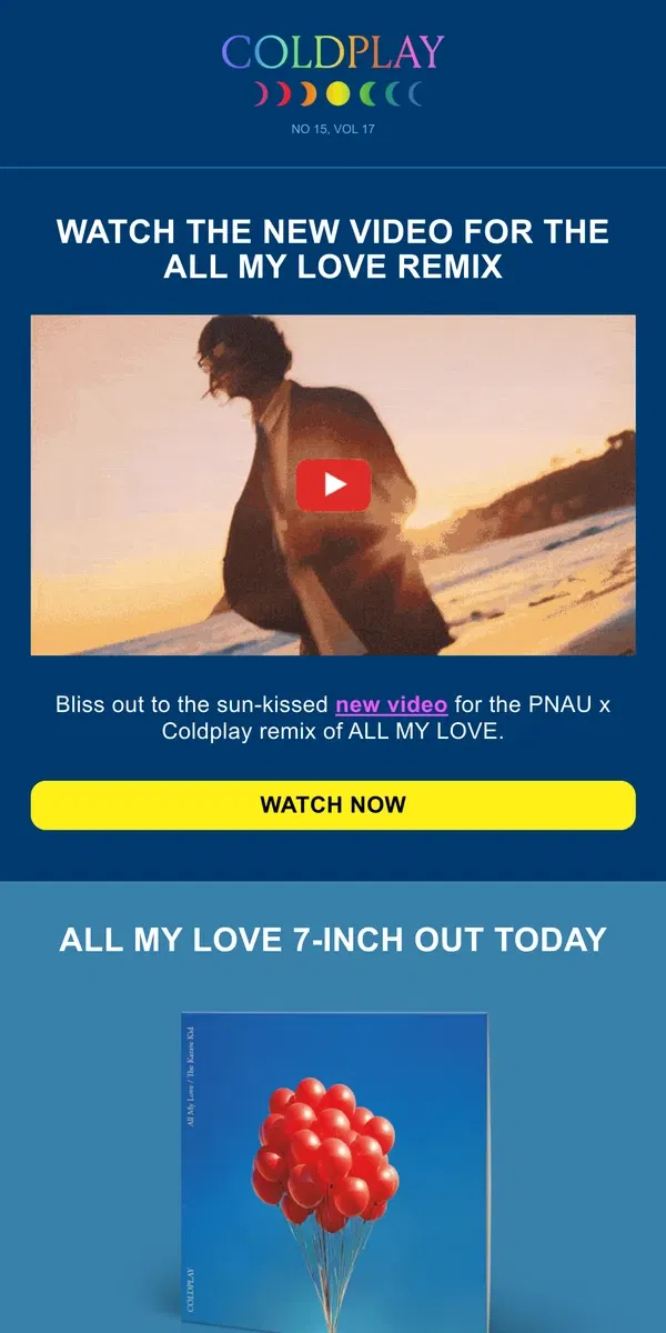 Email from Coldplay. 🕺🎈 New video for ALL MY LOVE remix