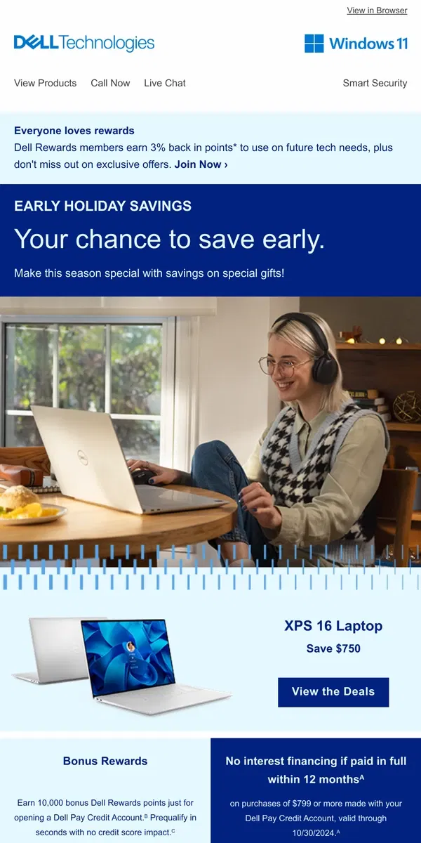 Email from Dell. Early holiday savings are here!