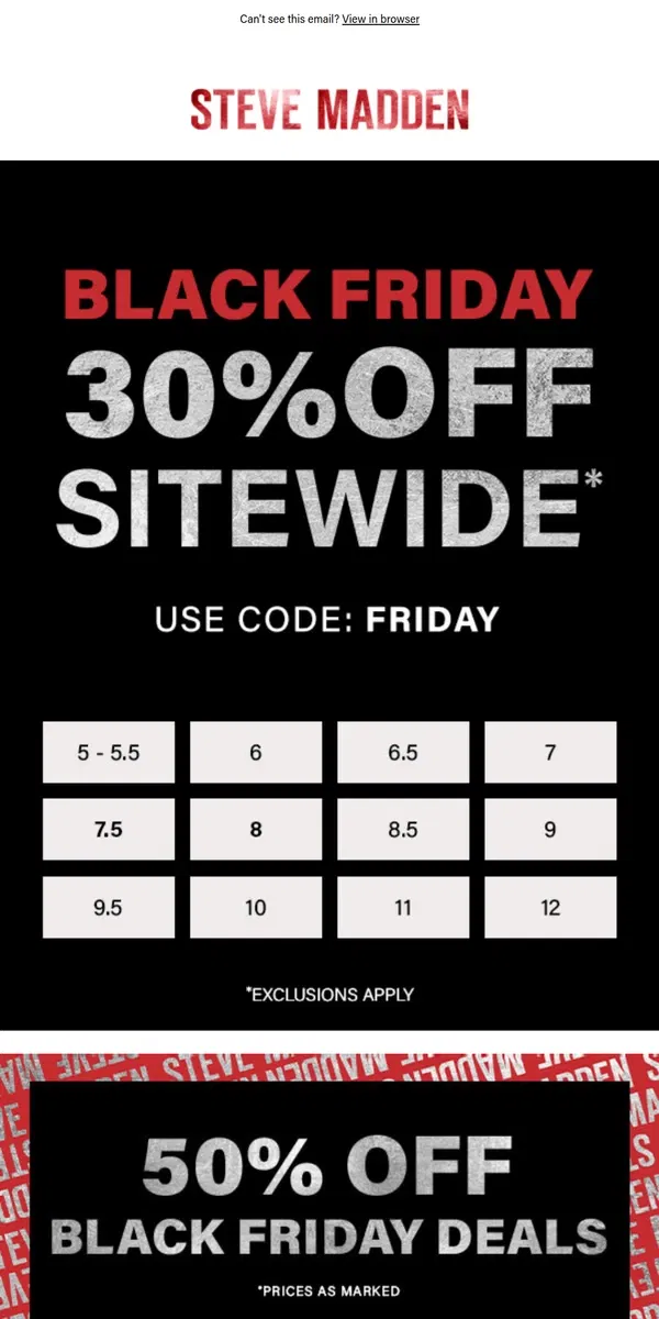 Email from Steve Madden. In Your Size And 30% OFF